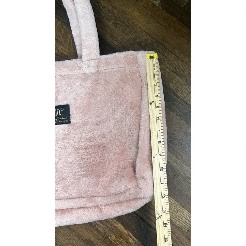 Women's Minky Coutour Pink Plush Soft Annie Tote Bag Washable Zip Picket Inside